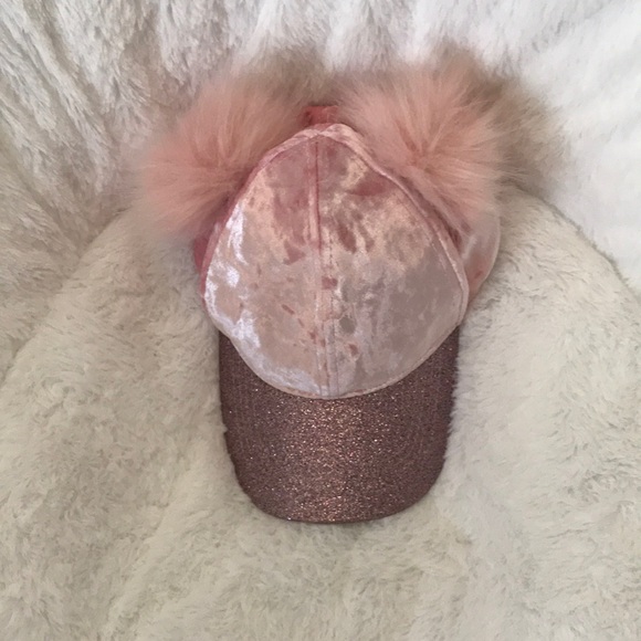 The Children's Place Other - A velvet,sparkly cap with to Pom-poms